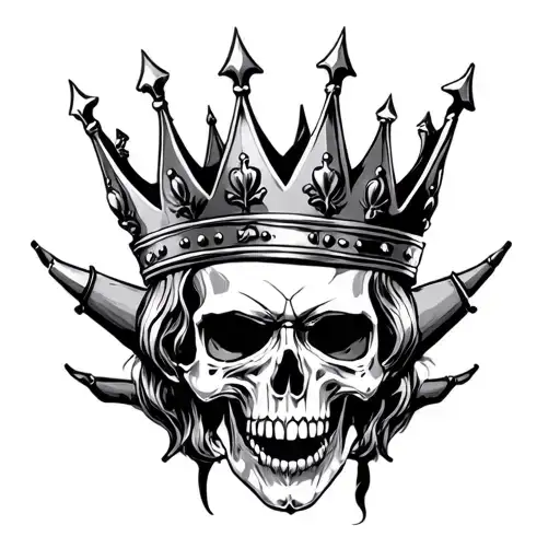 3 Headed Evil Skull With Kings Crown