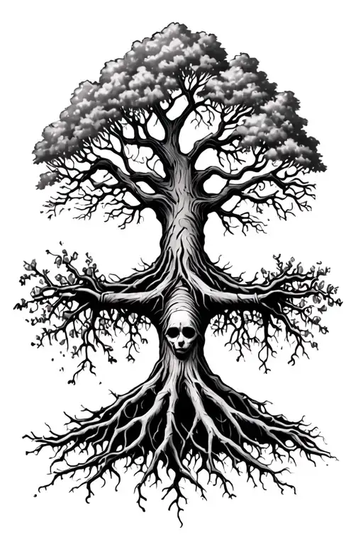 Tree With Roots Dead Body Underneath