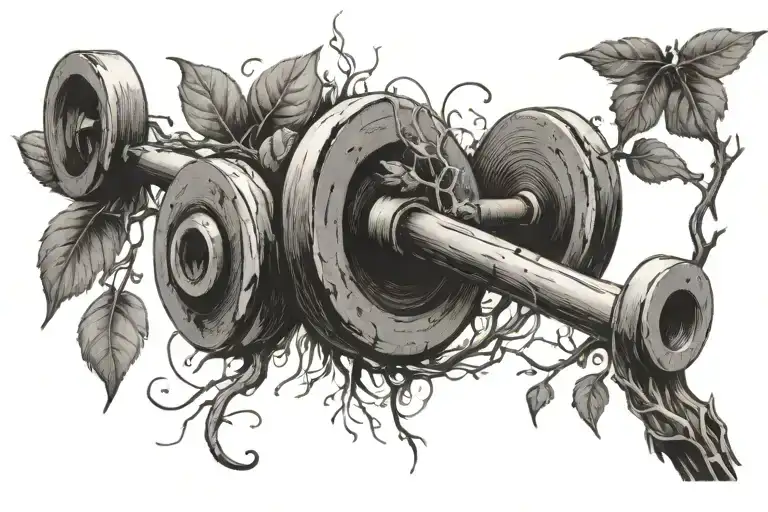 A Barbell With Roots And A Vine