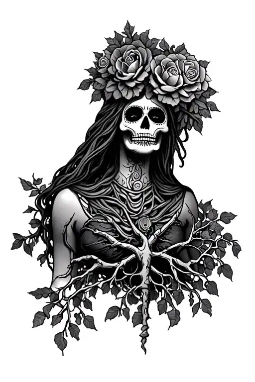 Santa Muerte With Life Tree