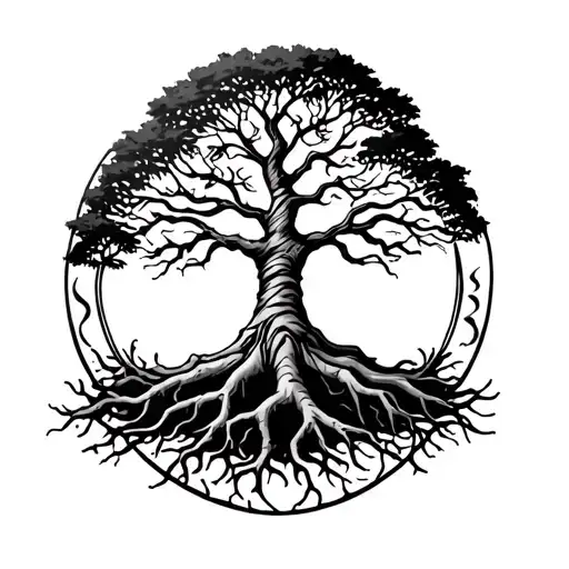 Tree Of Life With Roots Growing L'italie La Corse Le Sud