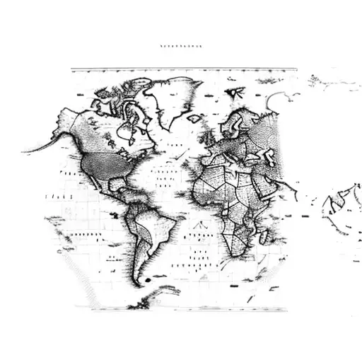 An Antique World Map With A Kraken Emerging From The Depths