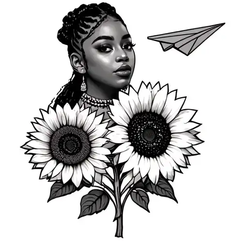 Kehlani With Sunflower And Paper Airplane