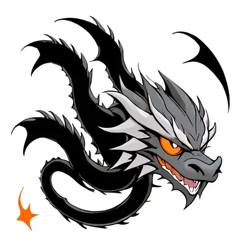 Shenron With The 4 Star Dragon Ball With A Splash Of Orange On The Eyes And Dragon Ball