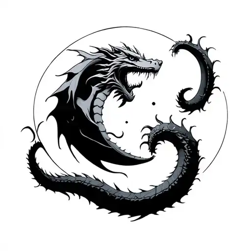A Dragons Tail Holding A Moon