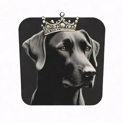 Jeweled Crown On The Head Of A Black Lab