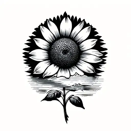 Minimalist Vague Mountain Sun Flower Island Of Reunion 974