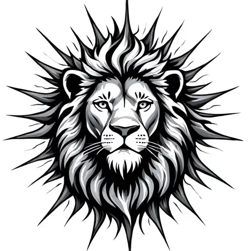 Lion With A Mane Shaped Like Sun Rising