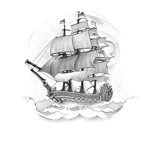 Squid Attacking Pirate Ship