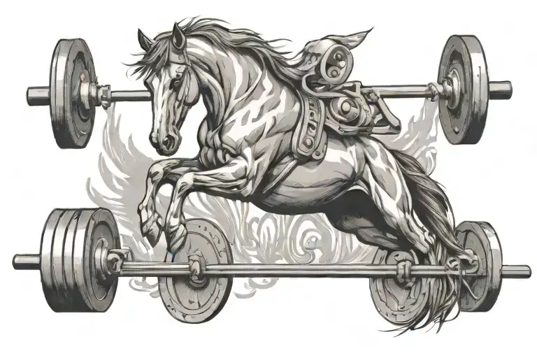 Horse Running On Barbell Weights
