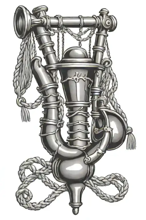 Bagpipes With An Anchor Hanging From The Cords
