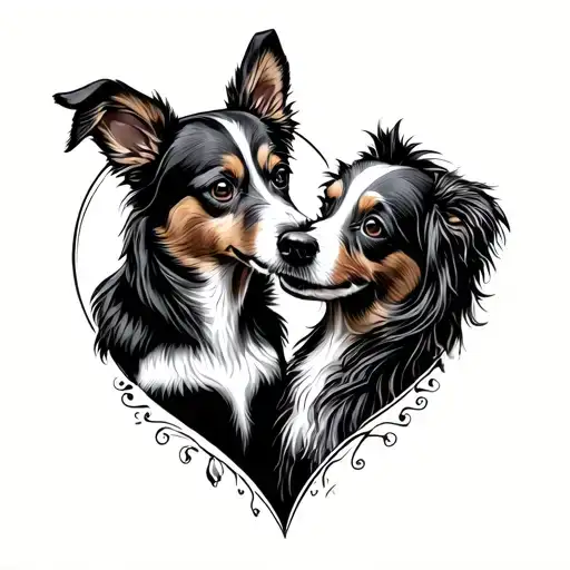 Heart With Dog With Kiss