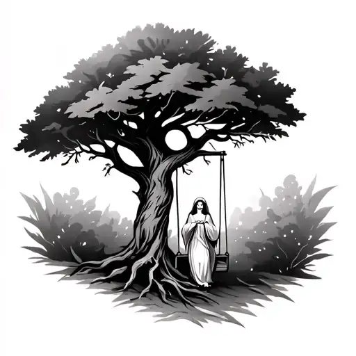 Tree With Swing And A Virgin On It