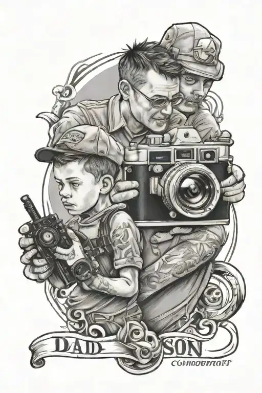 Dad And Son With A Cam Photography Camera