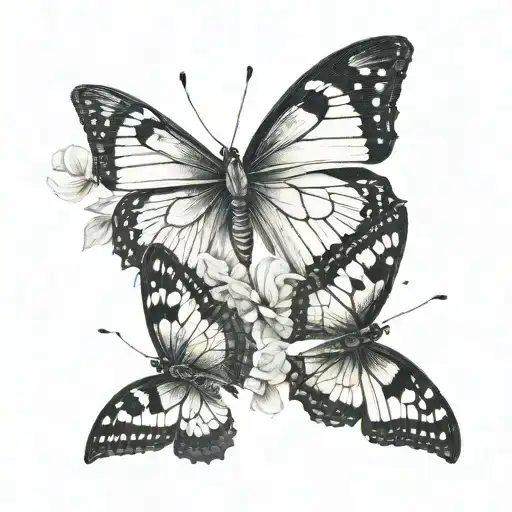 3 Atalanta Butterflies In Different Flying Positons Realistic