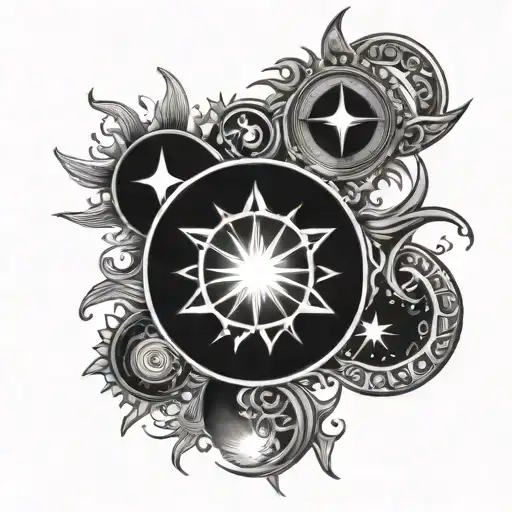 Triple Moon Sun Stars Hands Spiritual Four Elements