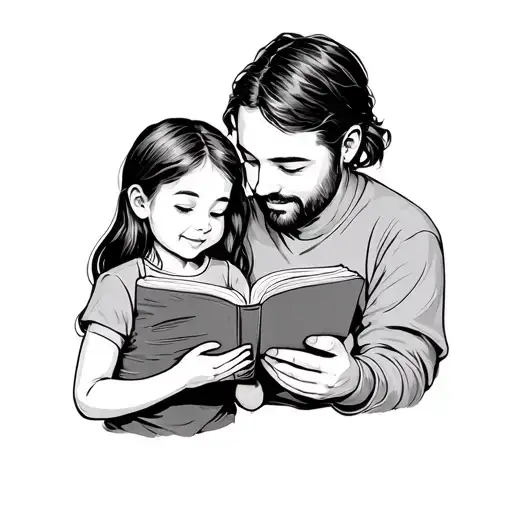 Dad Reading To Daughter Simple