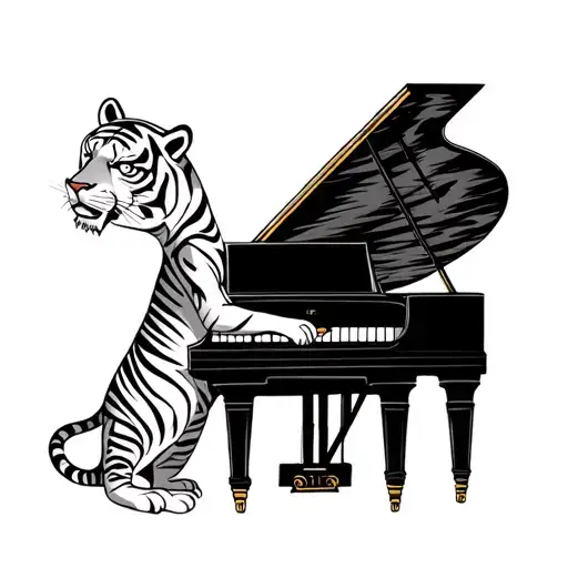 Tiger Is Playing A Piano