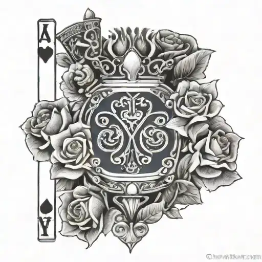 King Of Hearts Playing Card With Roses And A Navy Theme