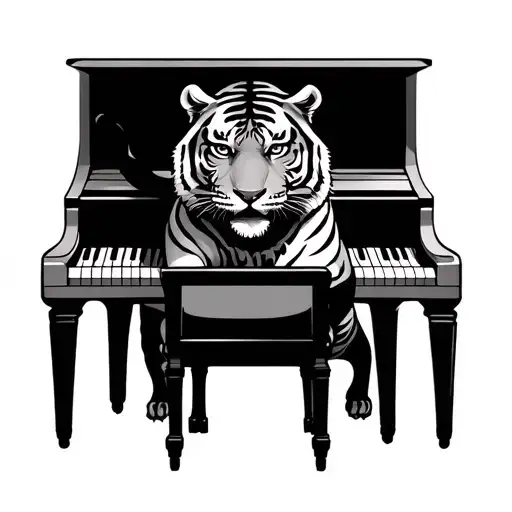Tiger Is Playing A Piano