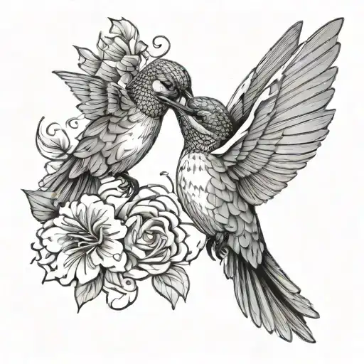Hummingbird Flying Together Symbolizing The Client's