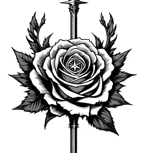 Thorned Rose Intertwined With A Compass