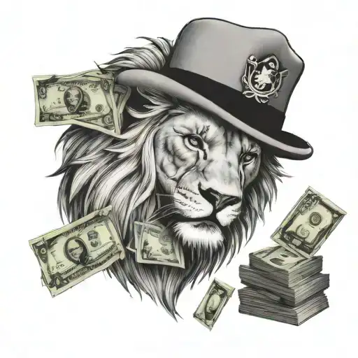 A Sad Capitalist Lion With Money