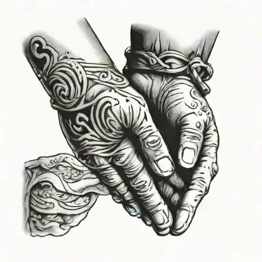 Mother Father Holding Hands