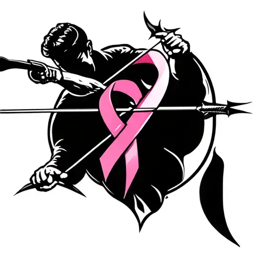 Archer Shooting An Arrow Through Breast Cancer Logo