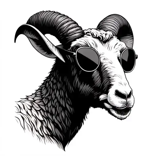 Aries Black Sheep Wearing Sunglasses