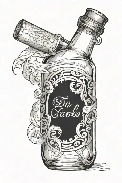 A Glass Bottle With A Paper Scroll Inside