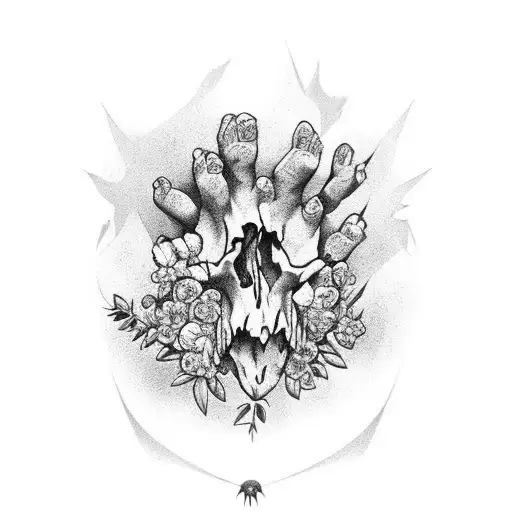 Nature Skull Flowers Bear Paw