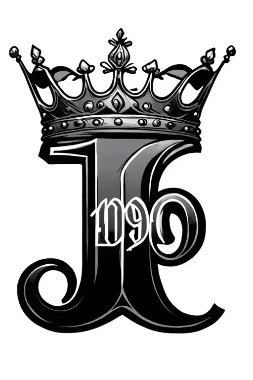 1999 Written Vertically With A Crown On Top Of The 1