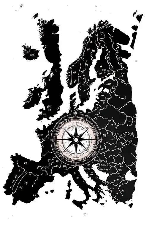 Compass Europ Map With A Vintage Map