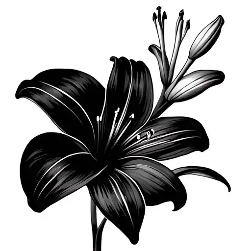 Lily Flowers Black And White Drawing