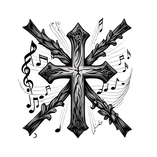 Cross Surrounded My Music Notes