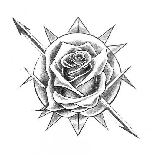 Rose And Wind Rose Whit An Arrow