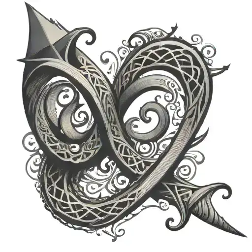 A Geometric Pattern Incorporating Fish Hook Hearts And The Date 11-26-16