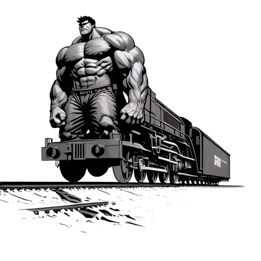 The Hulk Holdind A Train Car