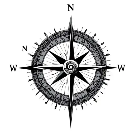 Compass Rose With Intricate Details