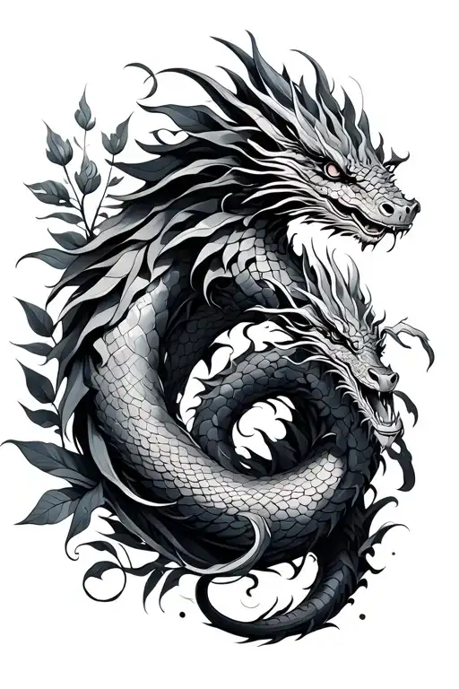 Dragon And Plants Intertwined