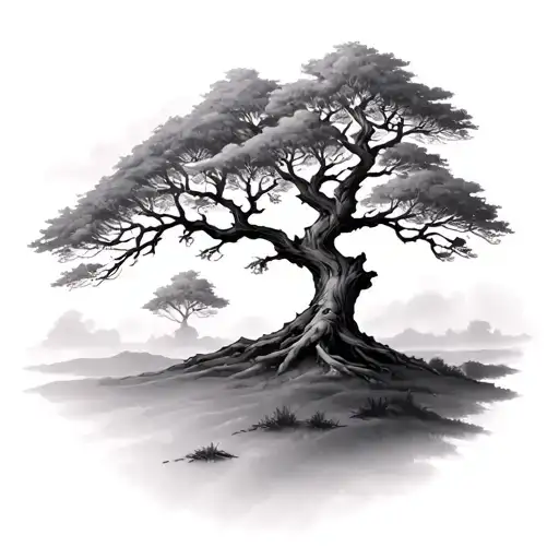 Tree With 2 Main Branches And 4 Small Branches