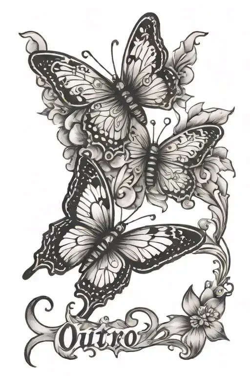 2 Butterflies Flying With The Word Outro Between Them