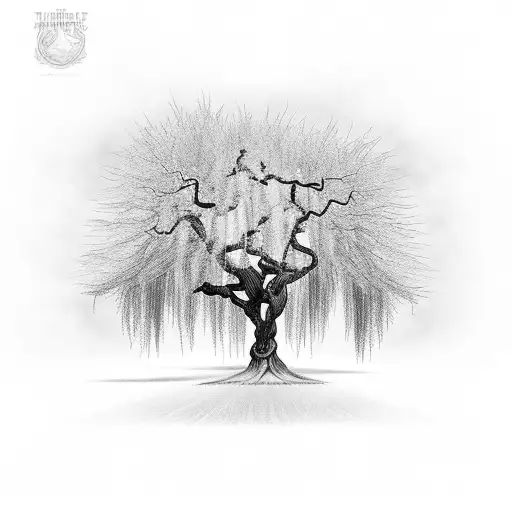 Willow Tree Shooting Out Ivey Vines