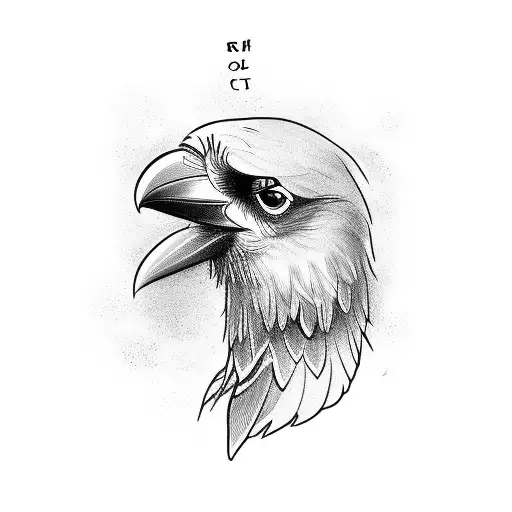 Crow With Including Letter R And M Embedded