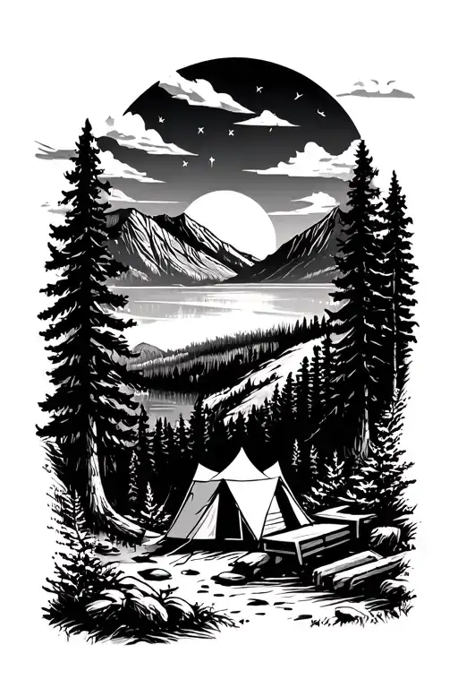 Camping And Nature Scene