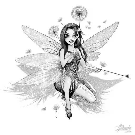 Fairy With Dandelion And Sparkles