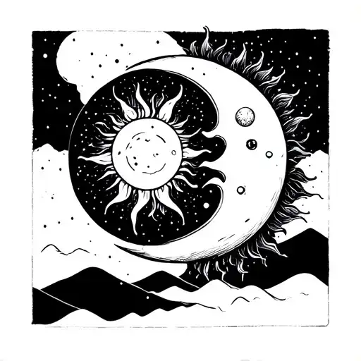 Sun And Moon Minimalist Small Tattoo Design On Arm Pit
