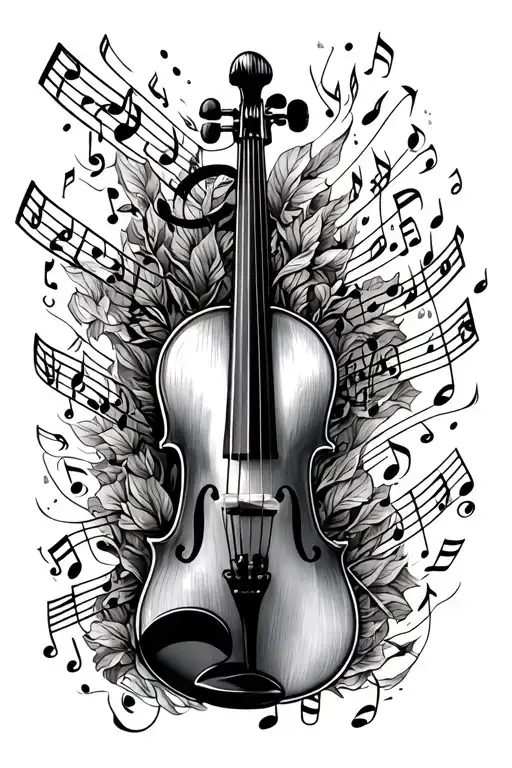 Violin With Music Notes Floating