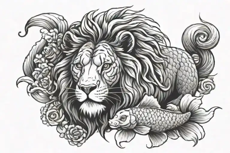 Lion And Koi Fish Transforming